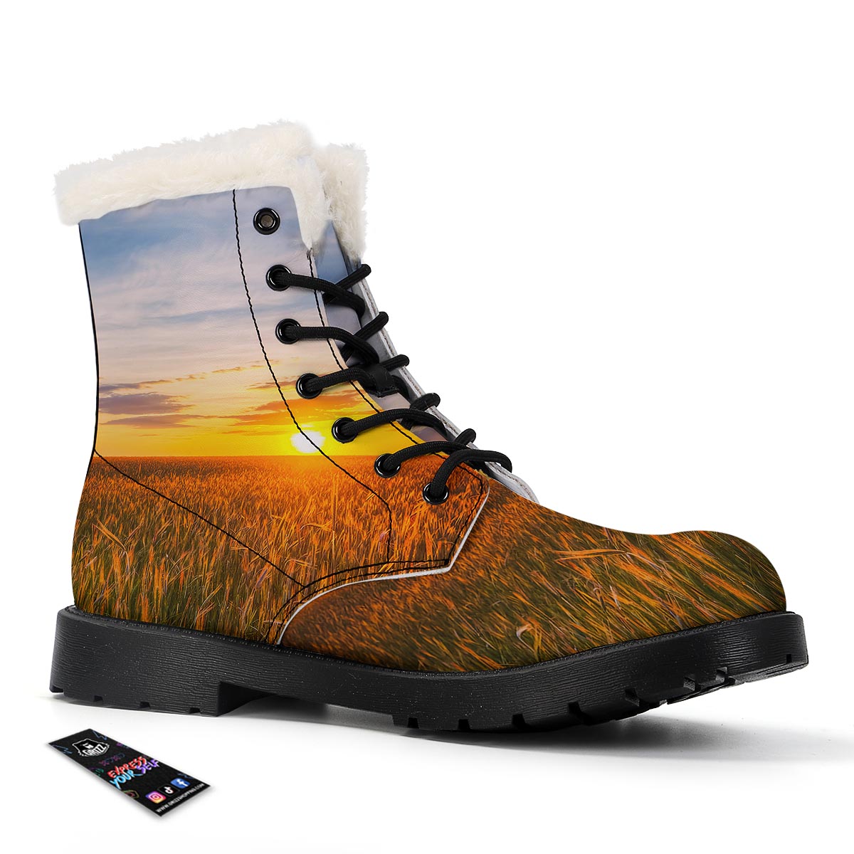 Field Sunrise Print Winter Boots-grizzshop