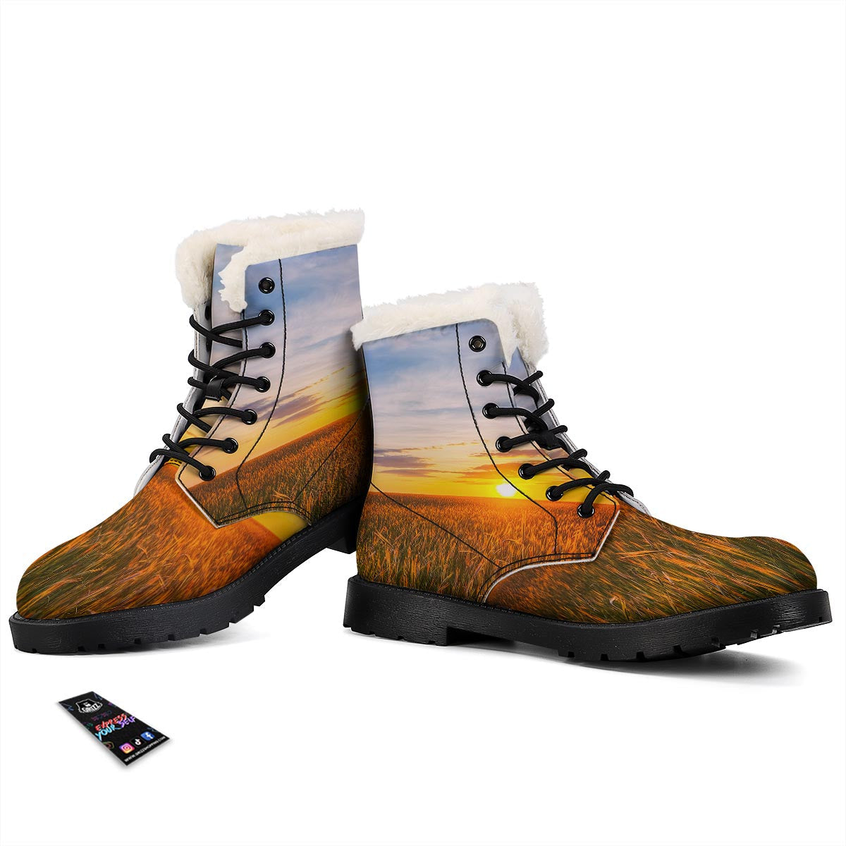 Field Sunrise Print Winter Boots-grizzshop