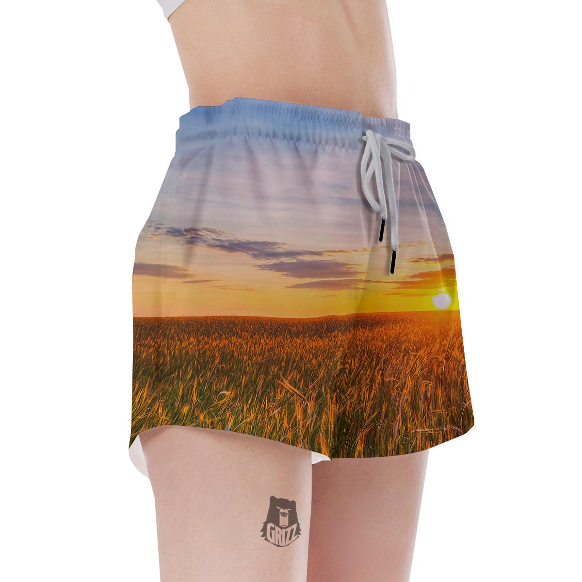 Field Sunrise Print Women's Shorts-grizzshop