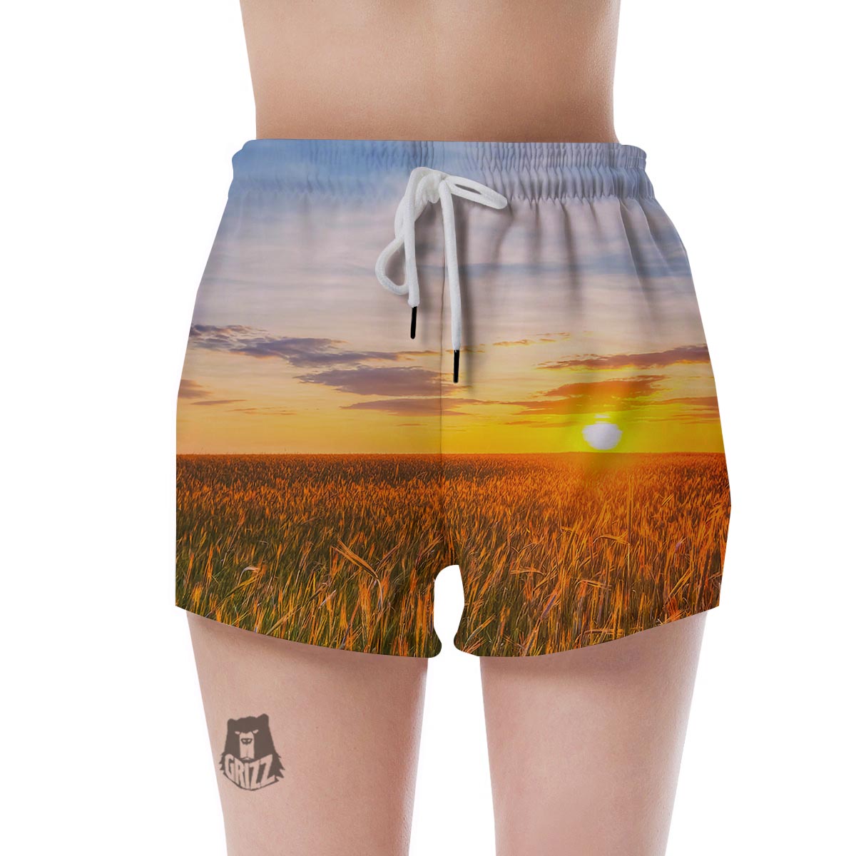 Field Sunrise Print Women's Shorts-grizzshop