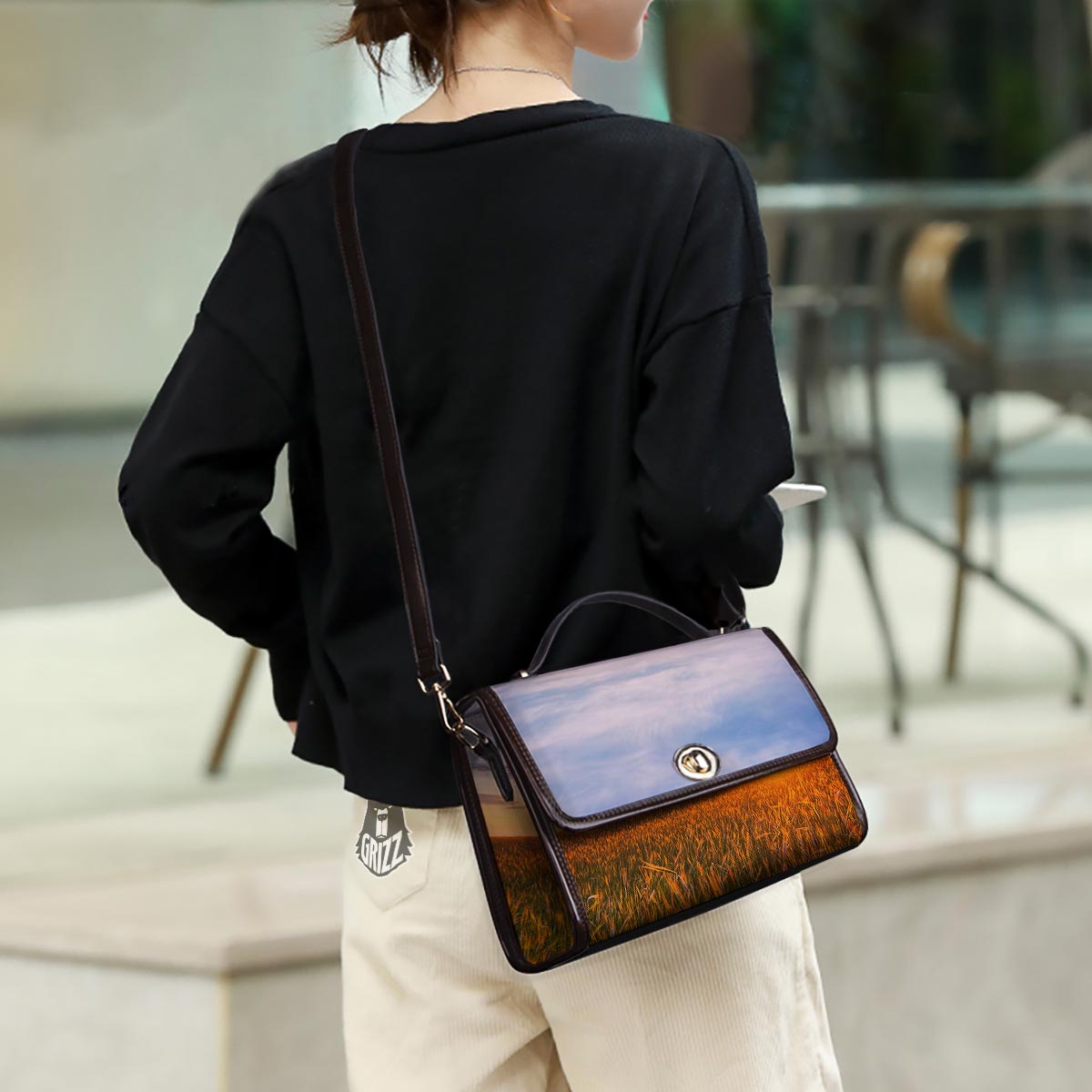 Field Sunrise Print Women's Satchel Bag