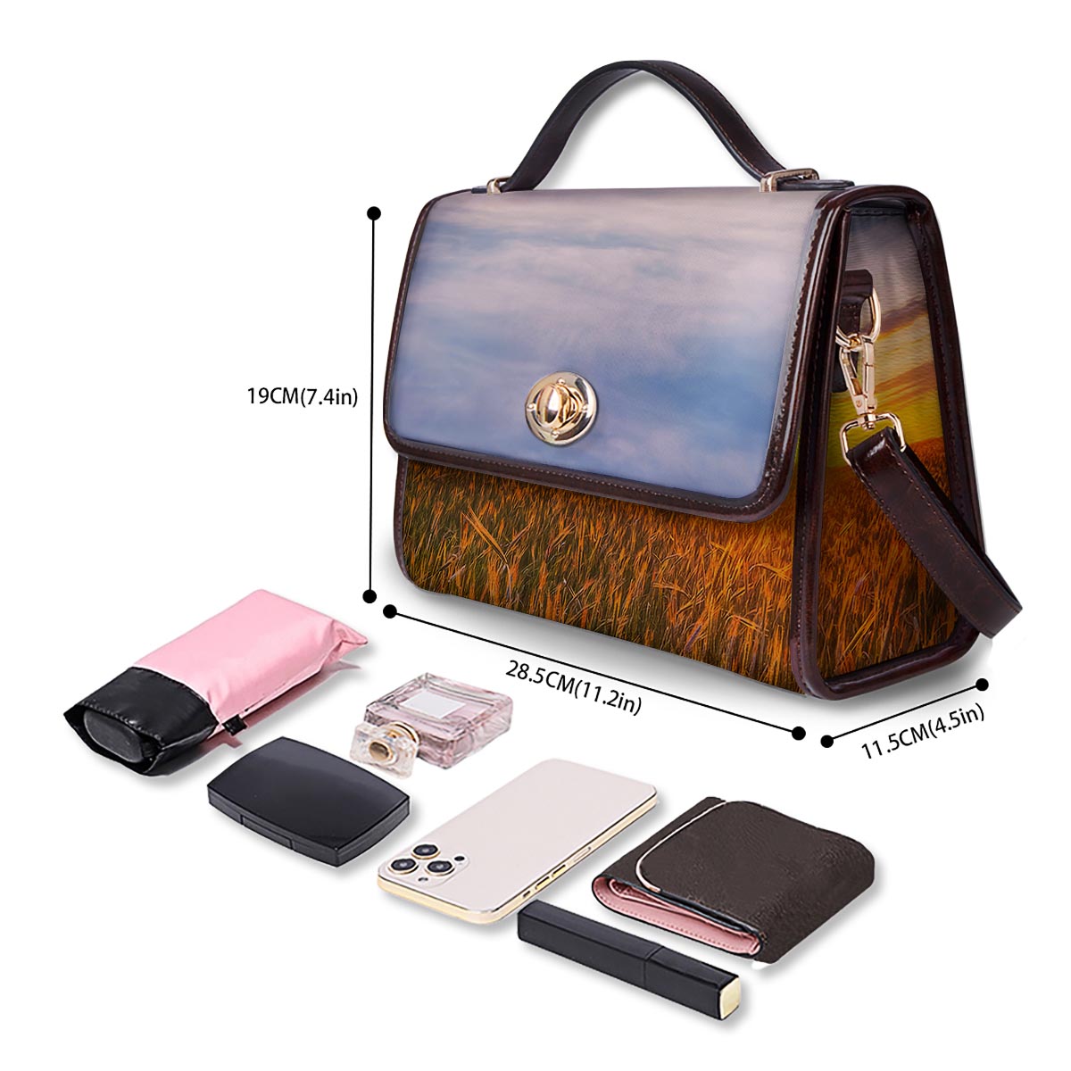 Field Sunrise Print Women's Satchel Bag