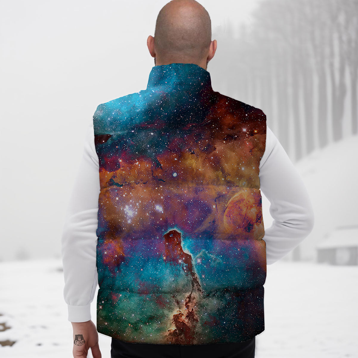 Fiery Universe Nebula Galaxy Space Print Down Vest
