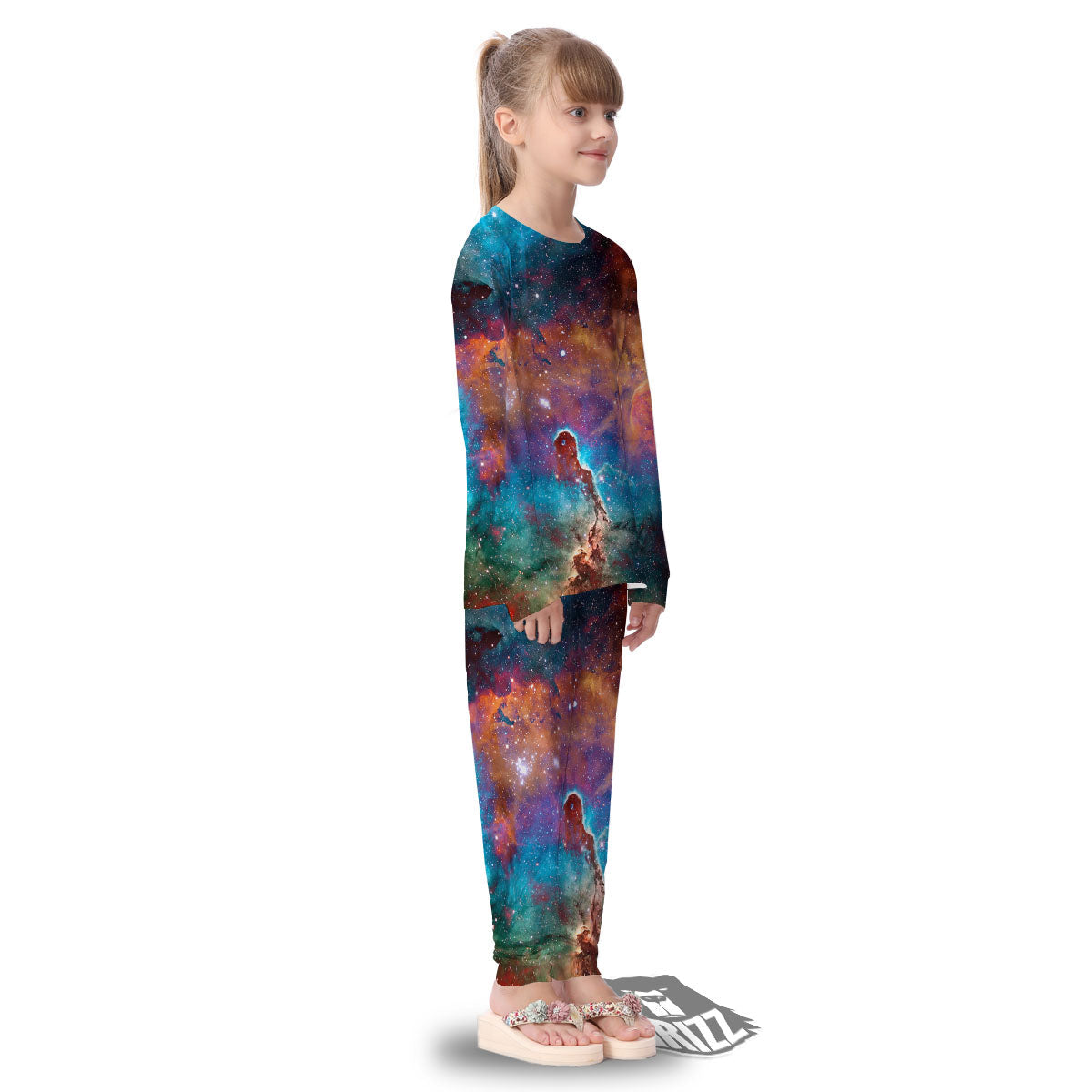 Fiery Universe Nebula Galaxy Space Print Kid's Pajamas-grizzshop