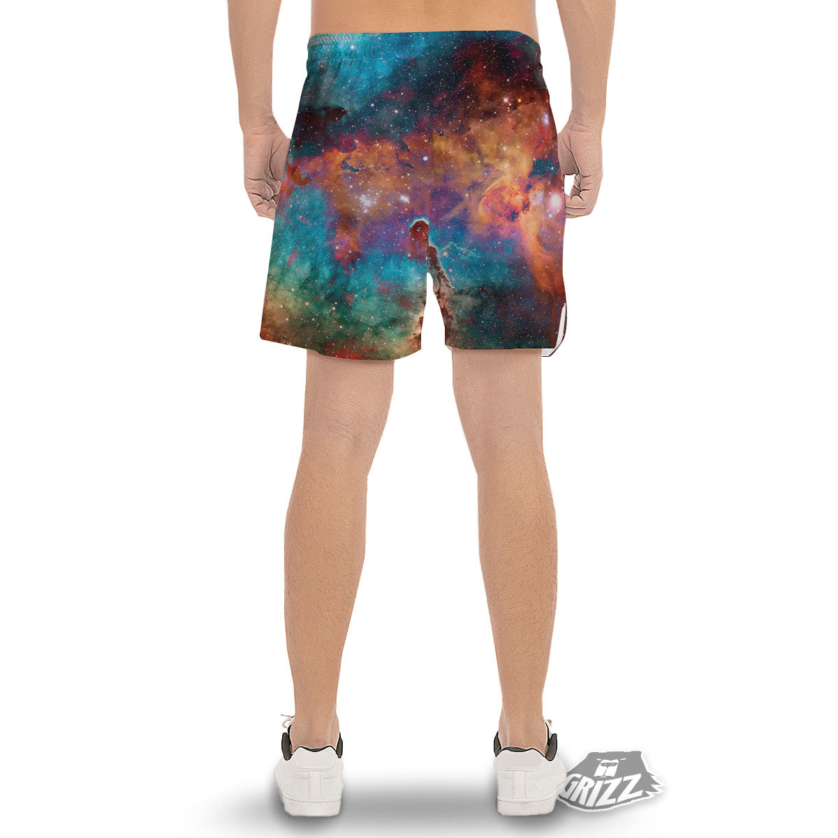Fiery Universe Nebula Galaxy Space Print Men's Gym Shorts-grizzshop