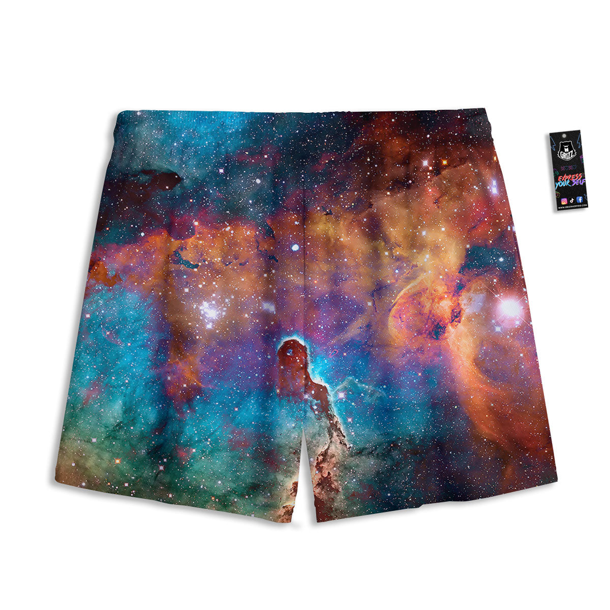Fiery Universe Nebula Galaxy Space Print Mesh Shorts