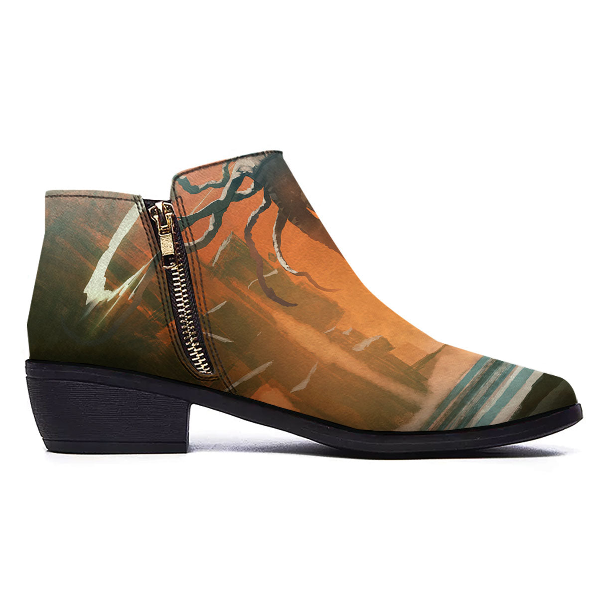 Fight With Alien Print Ankle Boots-grizzshop