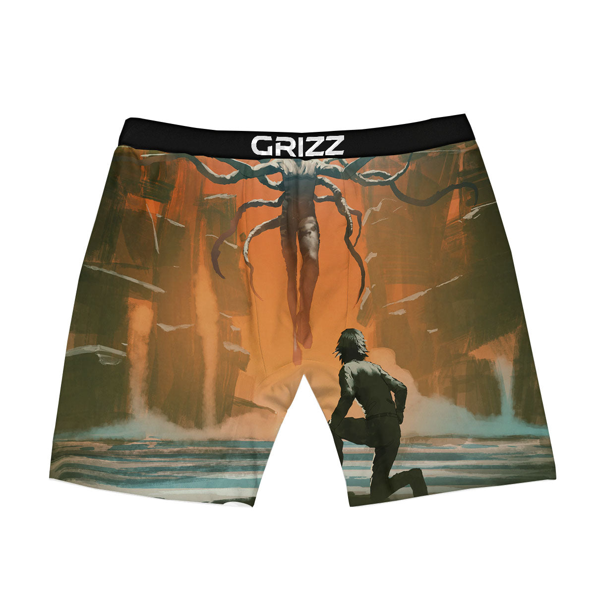 Fight With Alien Print Boxer Briefs-grizzshop