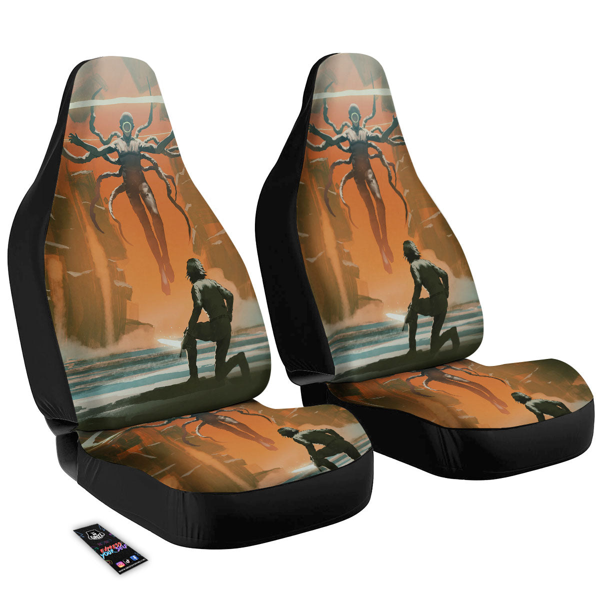 Fight With Alien Print Car Seat Covers-grizzshop