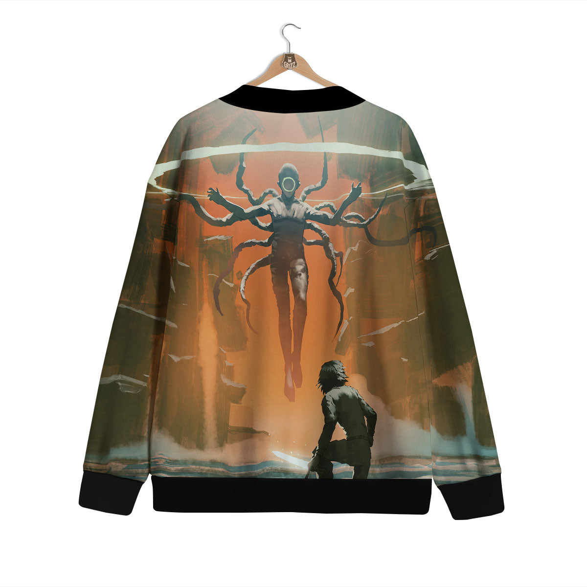Fight With Alien Print Cardigan-grizzshop