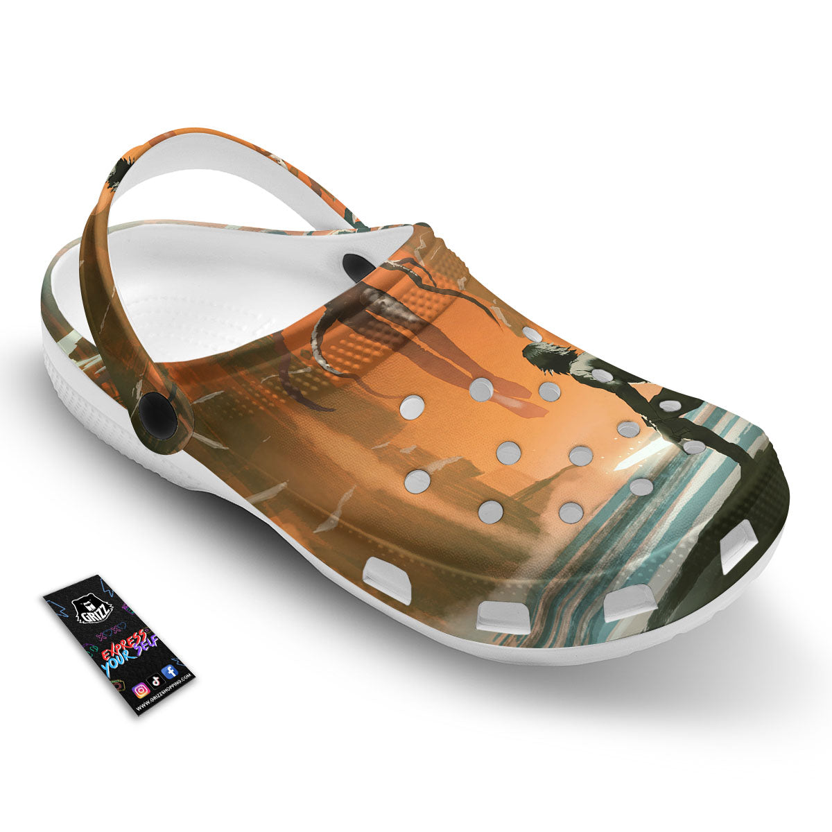 Fight With Alien Print Clog-grizzshop