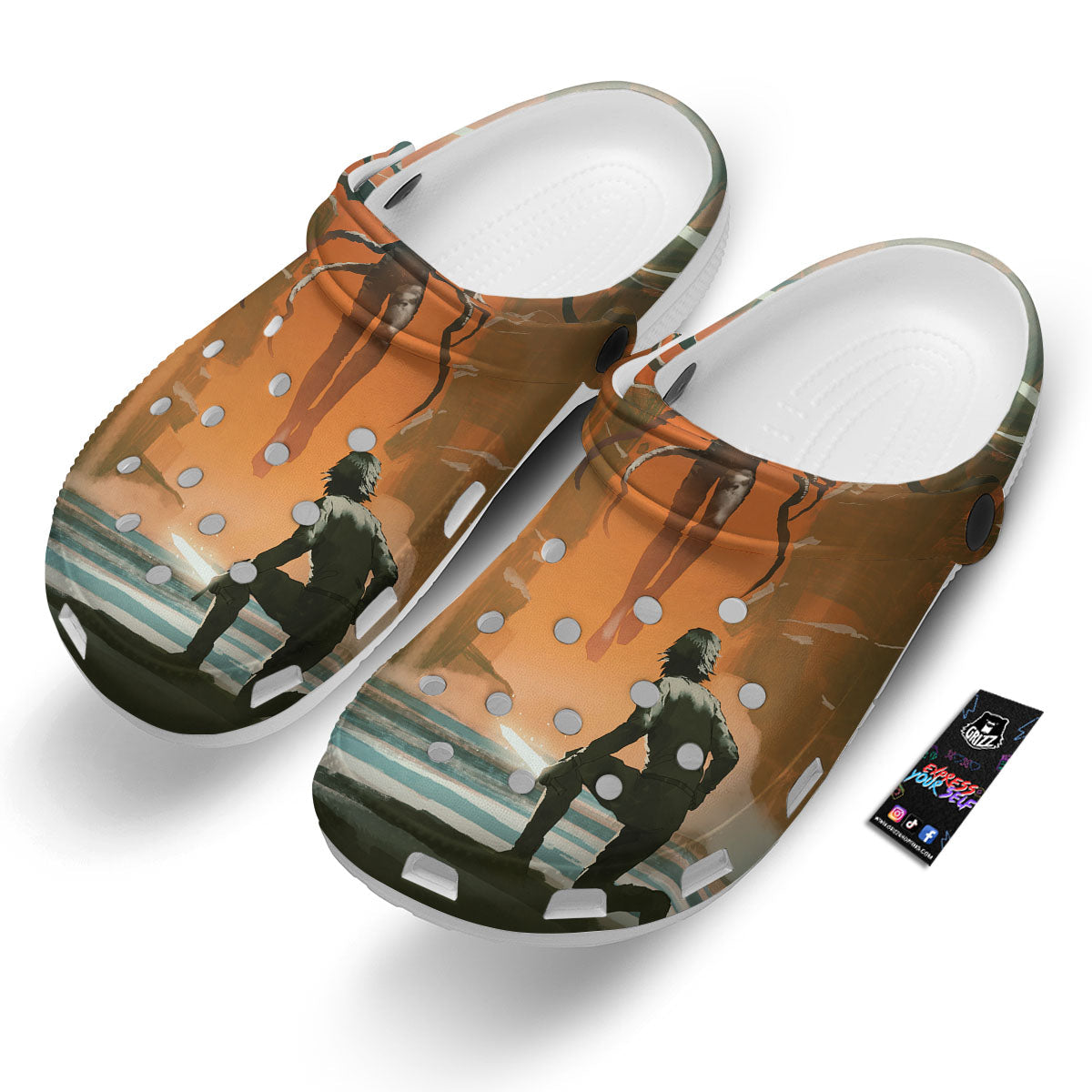 Fight With Alien Print Clog-grizzshop