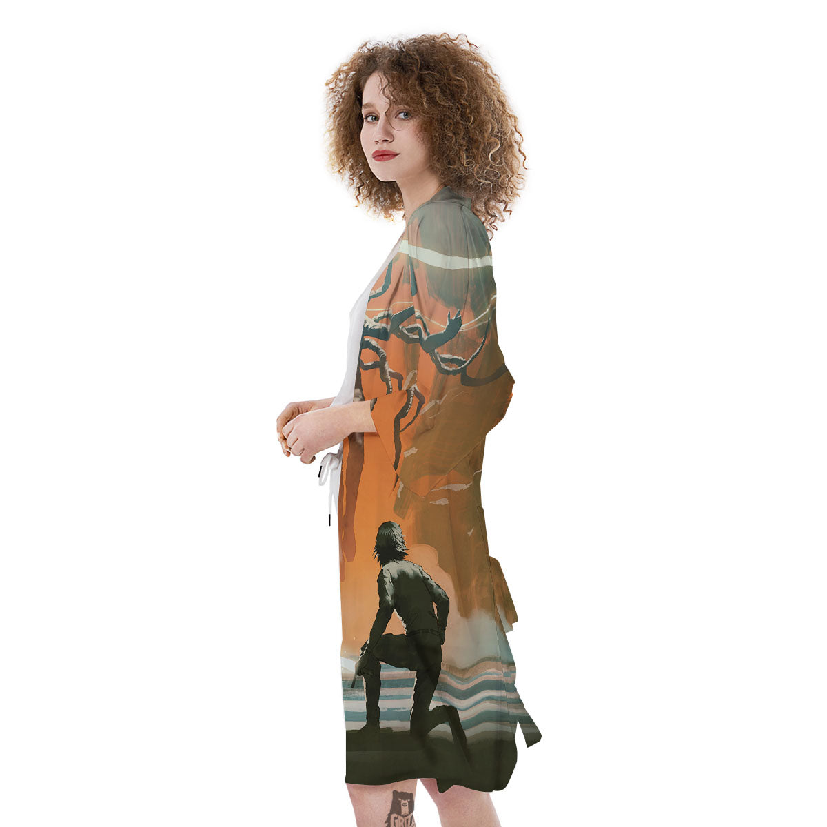 Fight With Alien Print Kimono-grizzshop