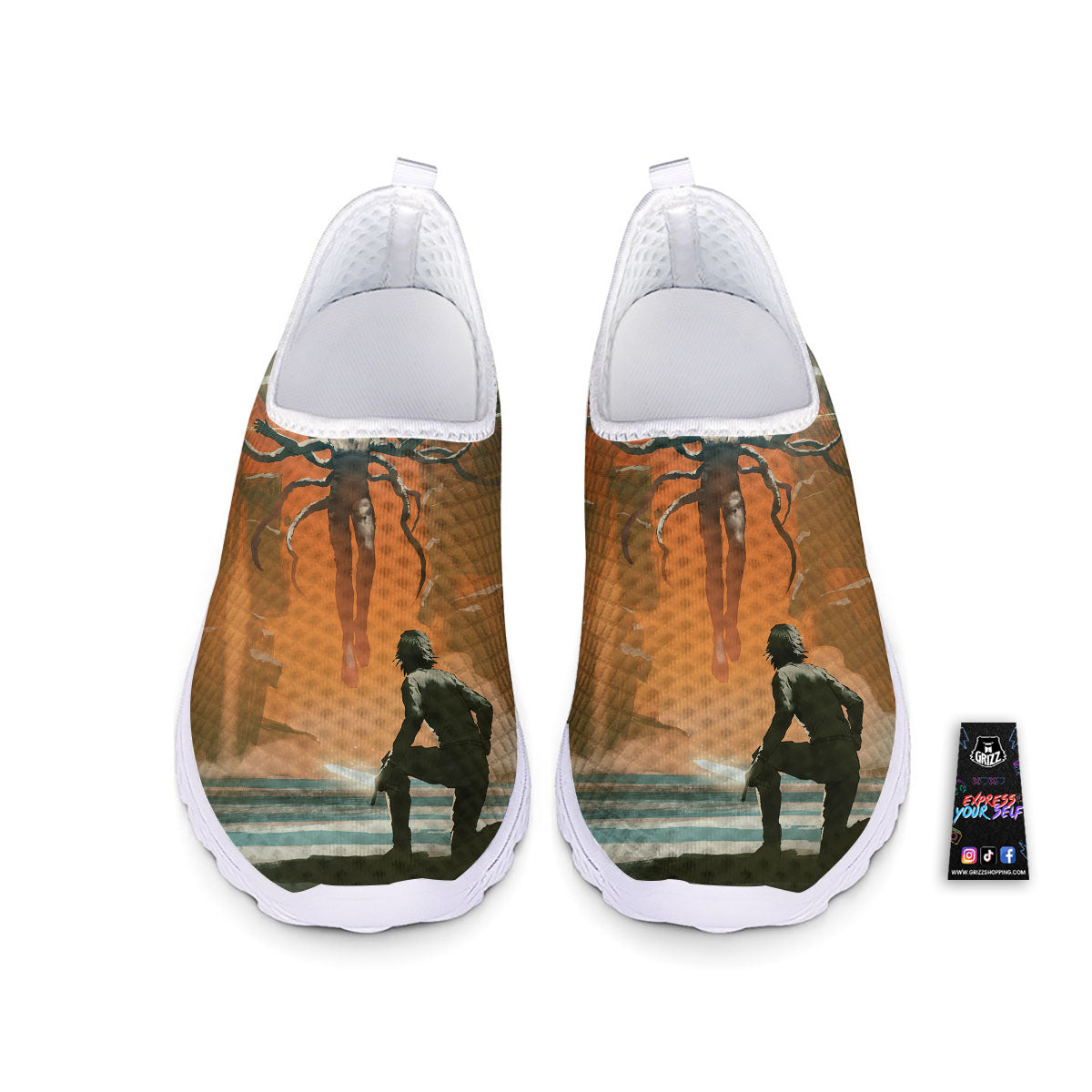 Fight With Alien Print Nurse Shoes-grizzshop