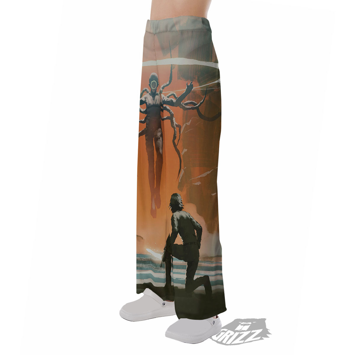 Fight With Alien Print Pajama Pants-grizzshop
