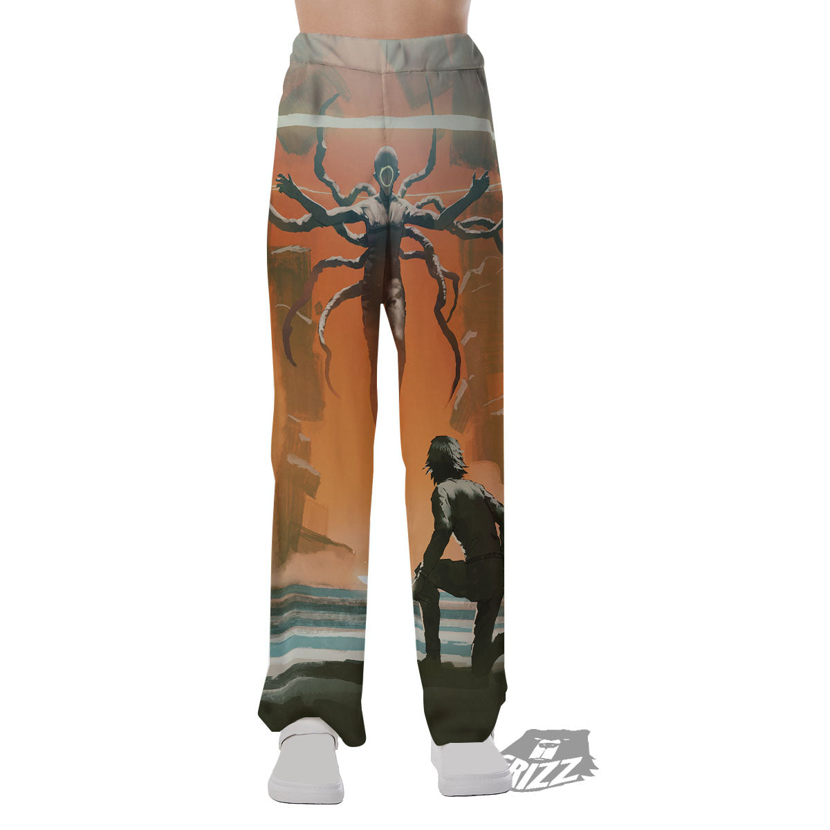 Fight With Alien Print Pajama Pants-grizzshop