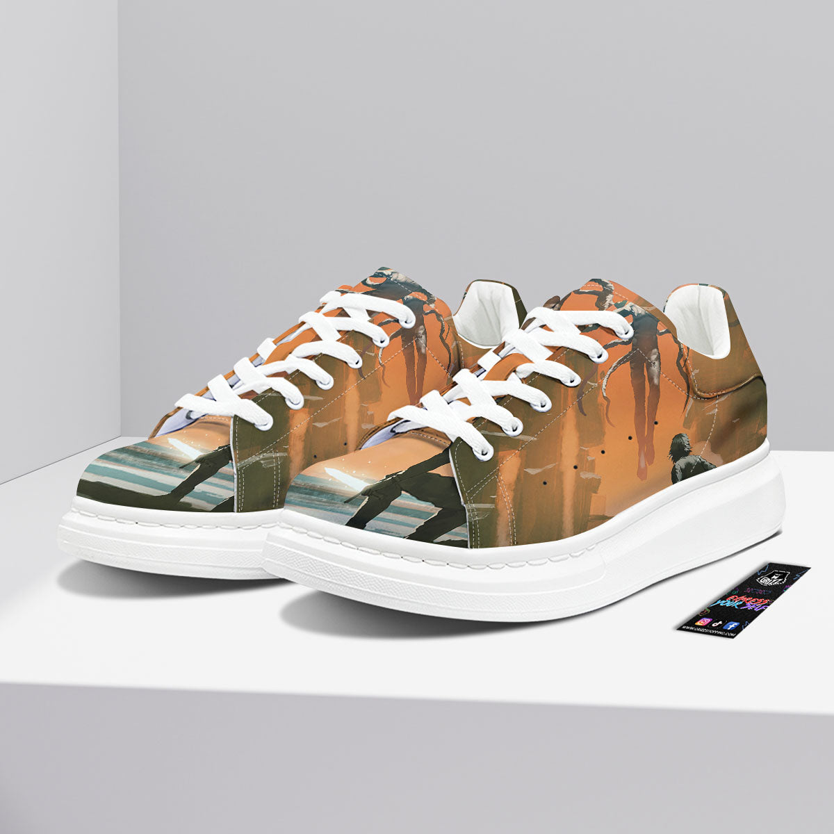 Fight With Alien Print Platform Shoes-grizzshop
