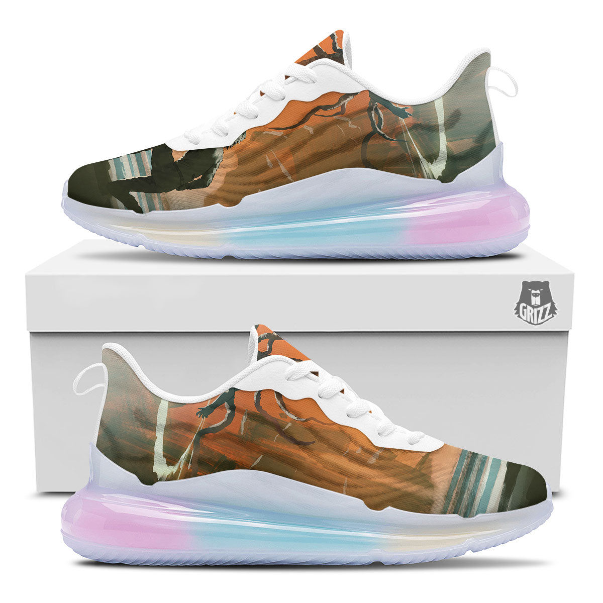 Fight With Alien Print Running Sneakers-grizzshop