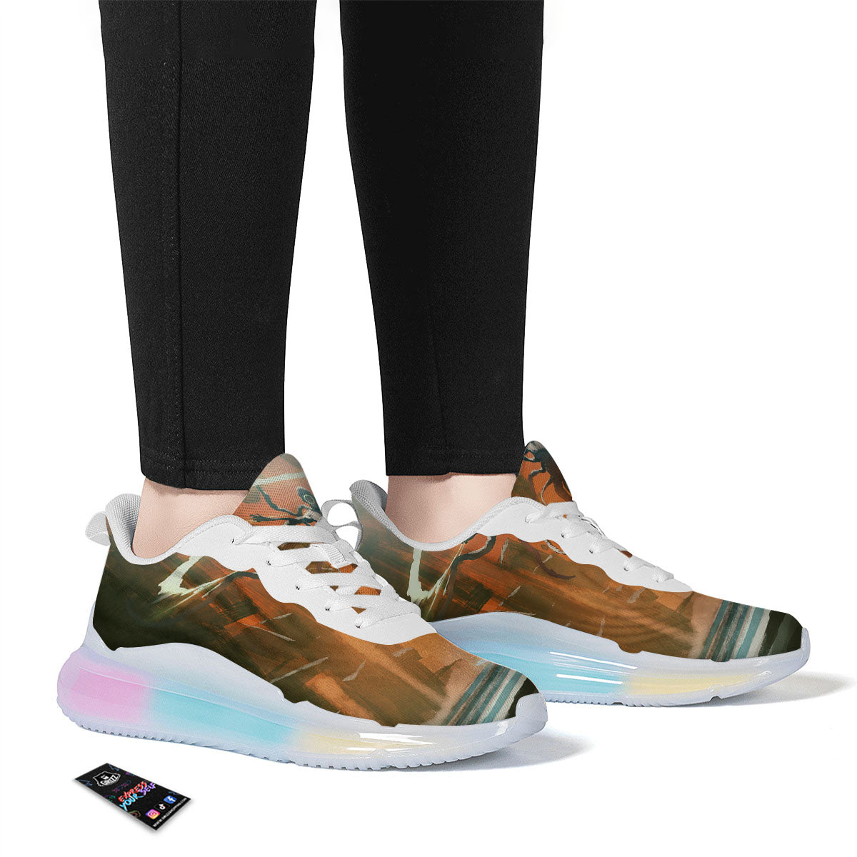 Fight With Alien Print Running Sneakers-grizzshop