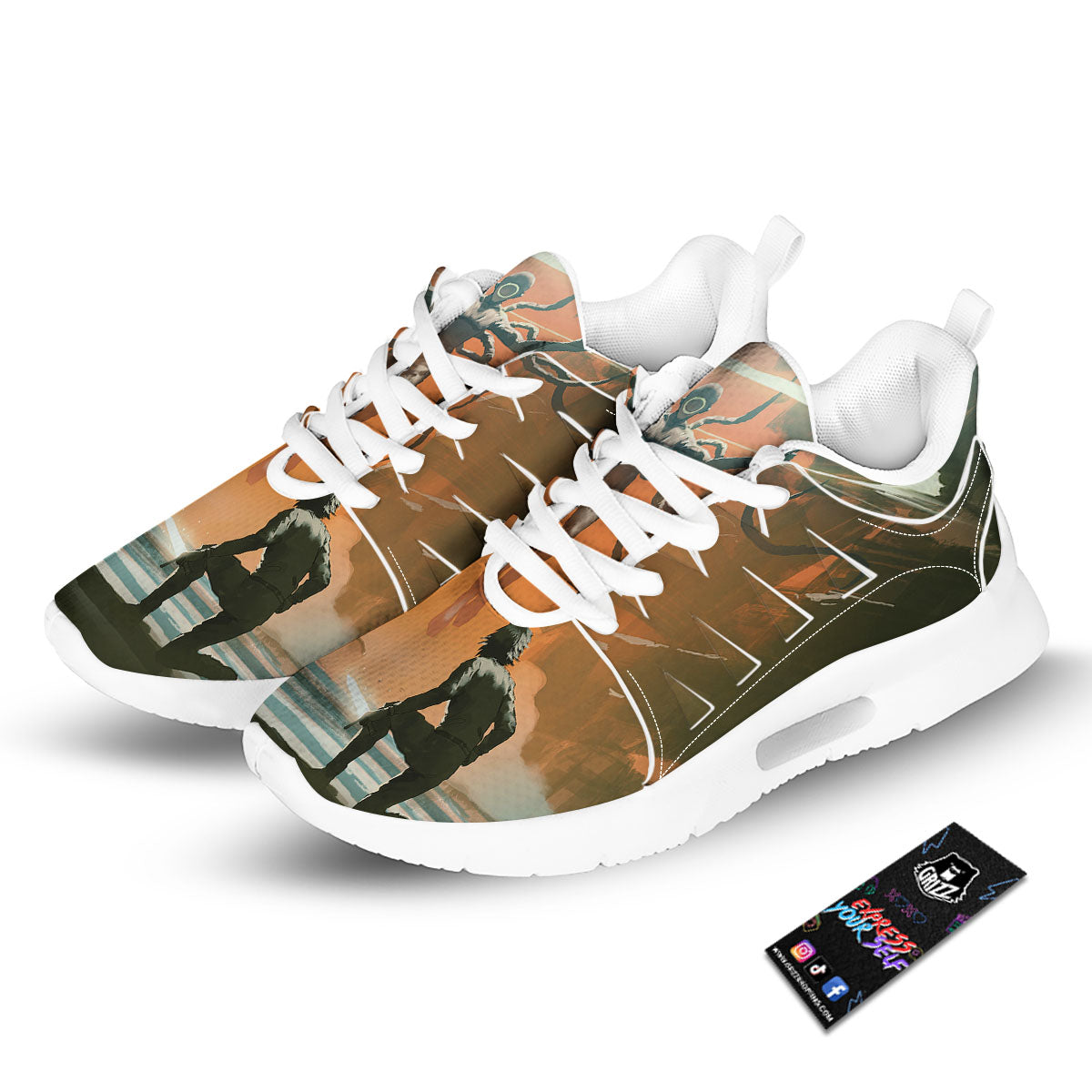 Fight With Alien Print Tennis Shoes-grizzshop