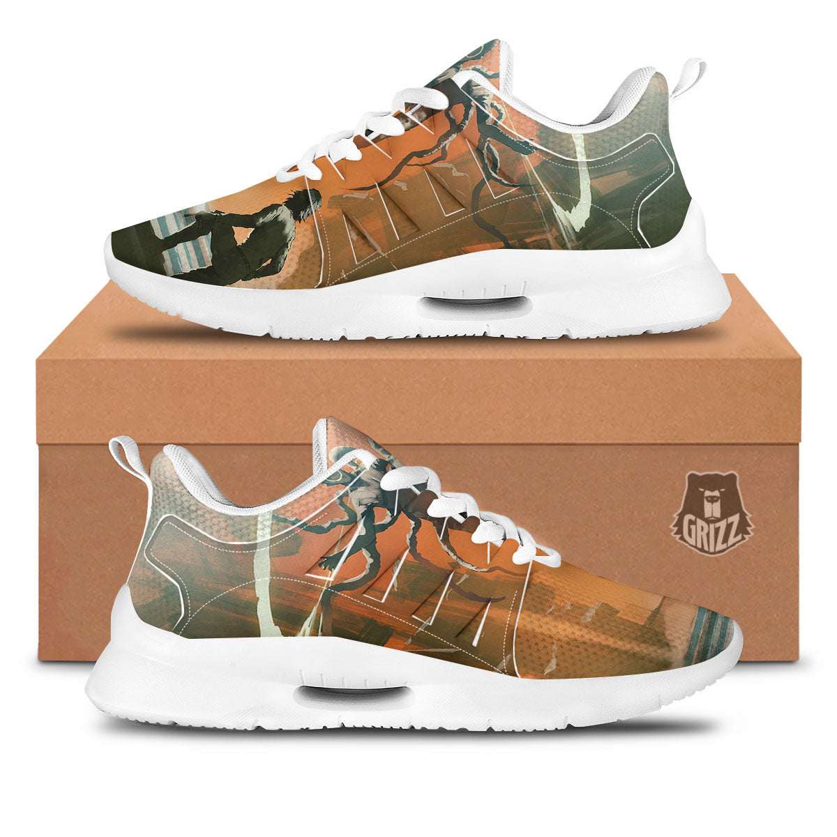 Fight With Alien Print Tennis Shoes-grizzshop