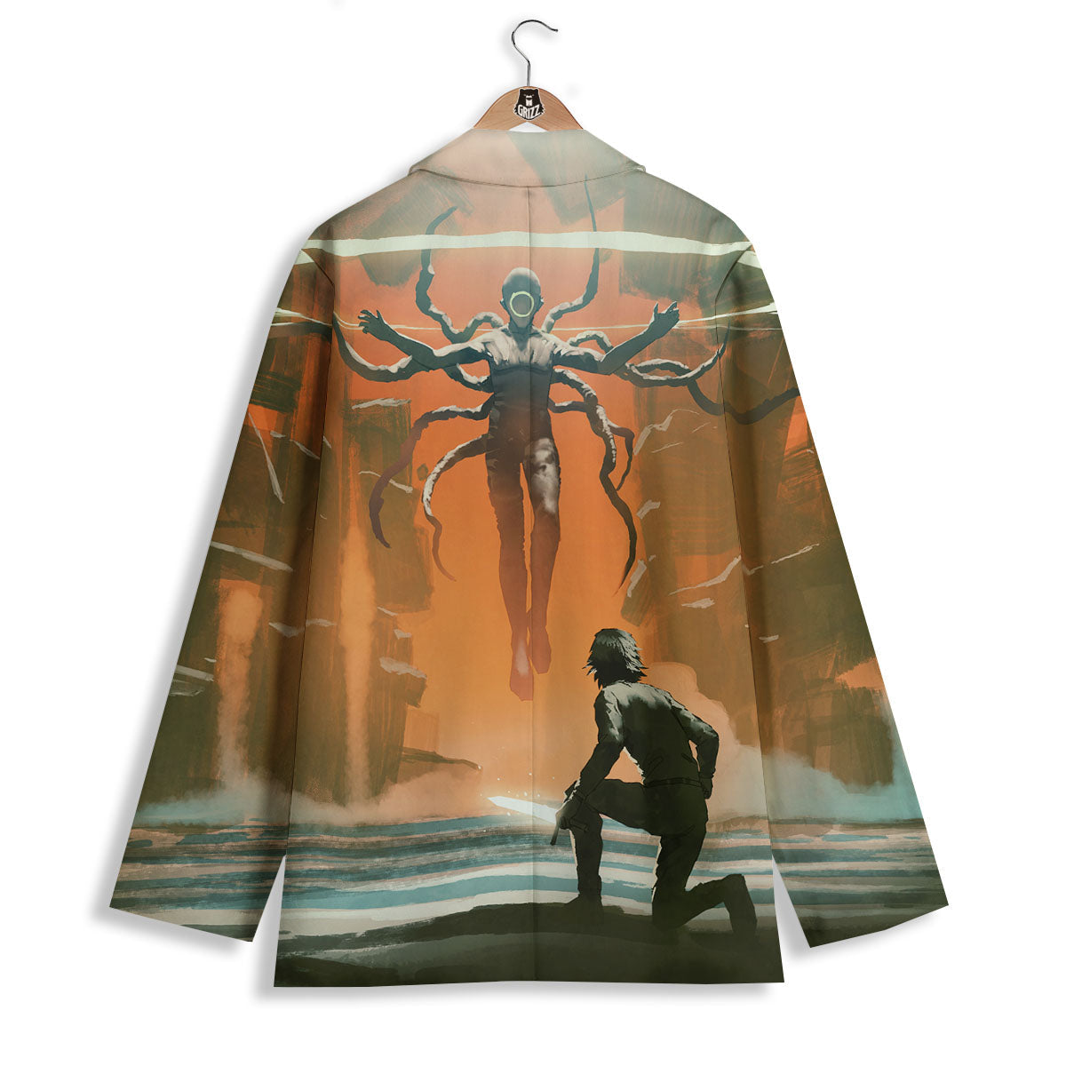 Fight With Alien Print Women's Blazer-grizzshop