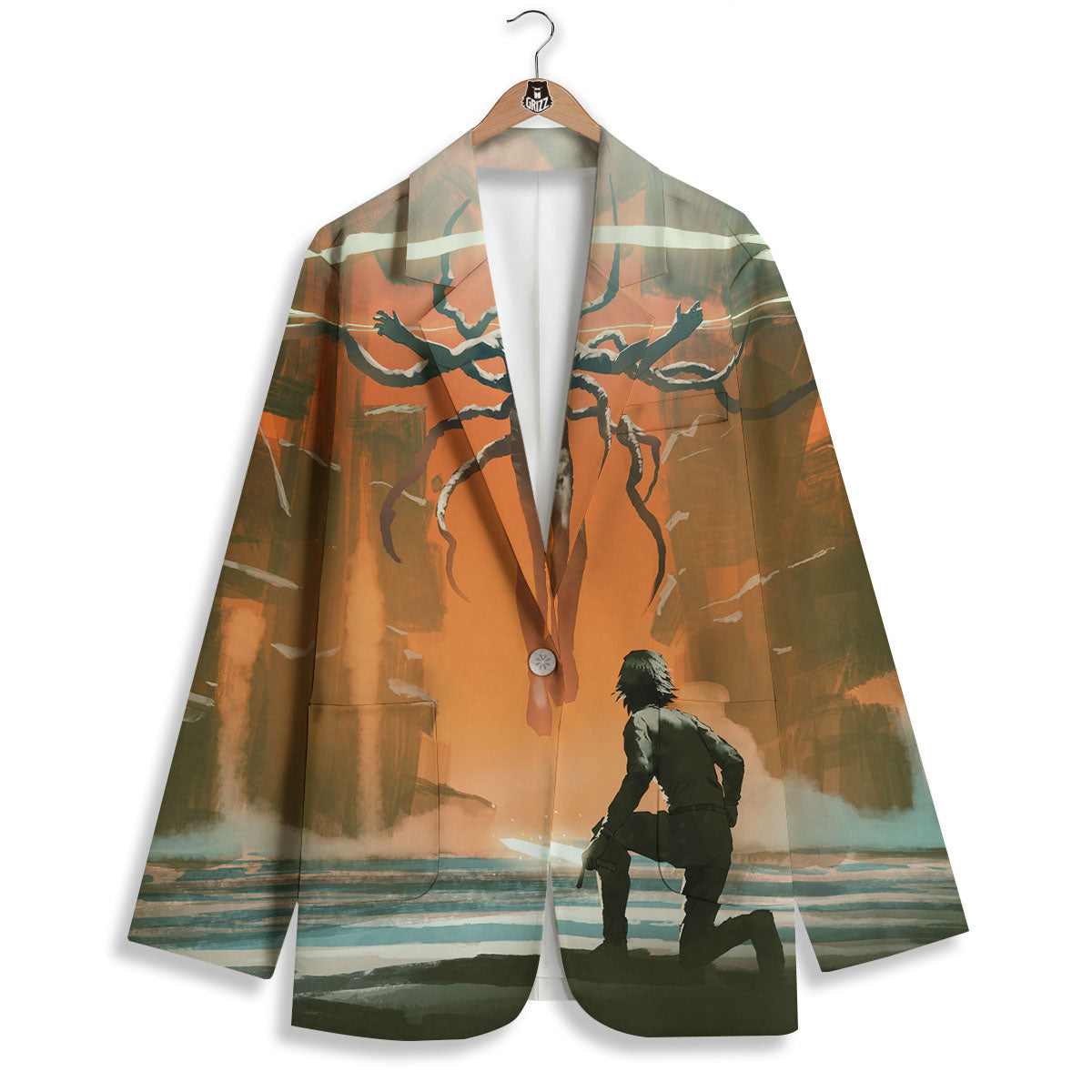 Fight With Alien Print Women's Blazer-grizzshop
