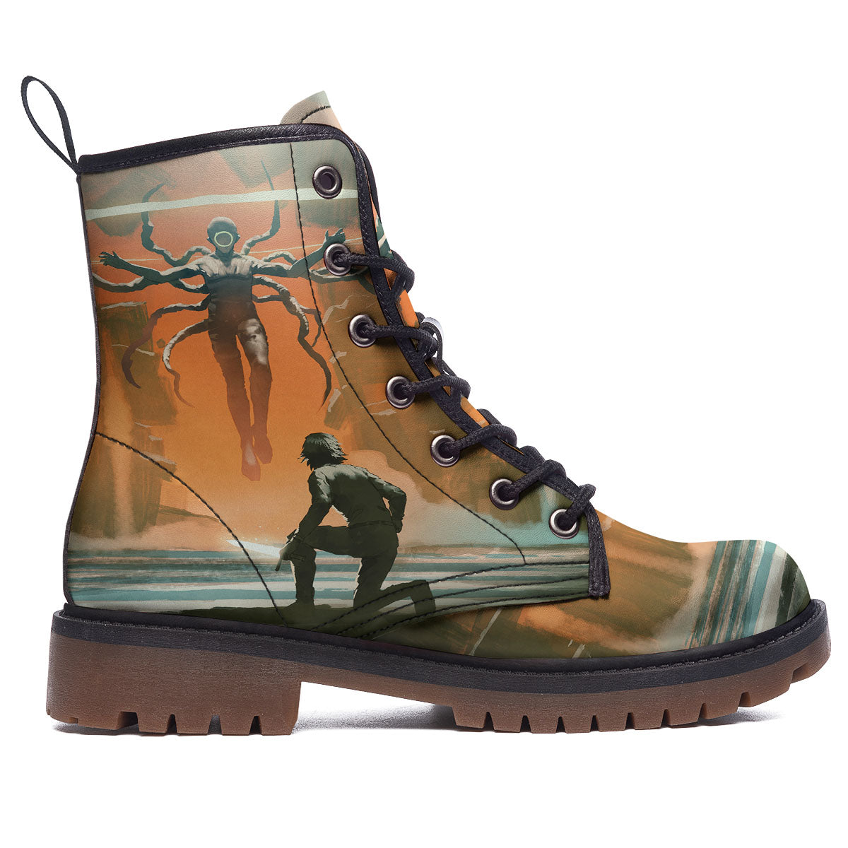 Fight With Alien Print Work Boots-grizzshop