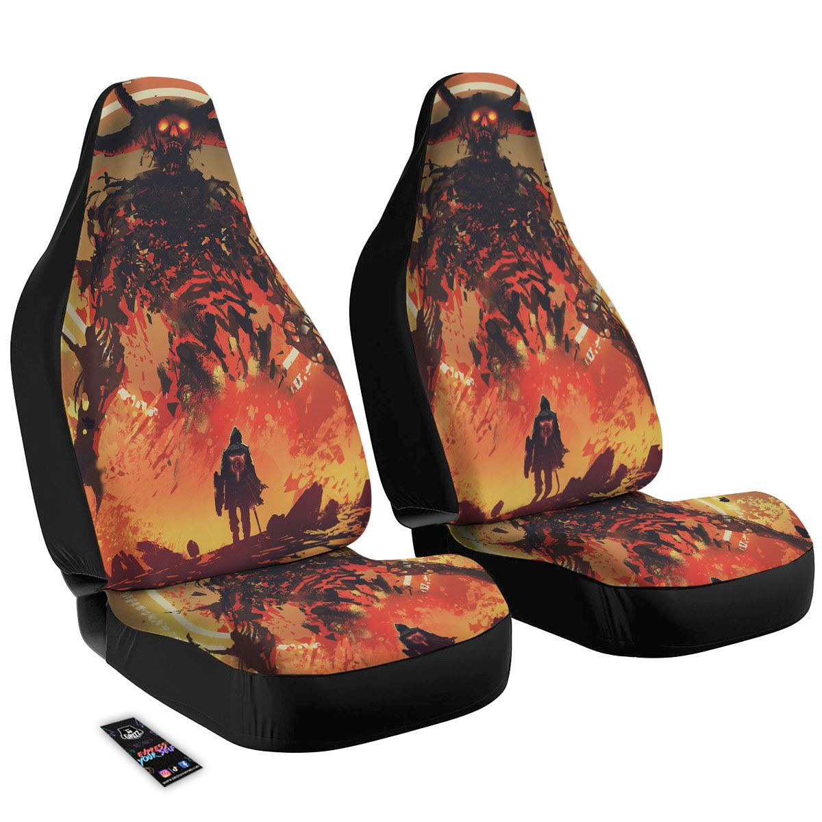 Fight With Demon Print Car Seat Covers-grizzshop