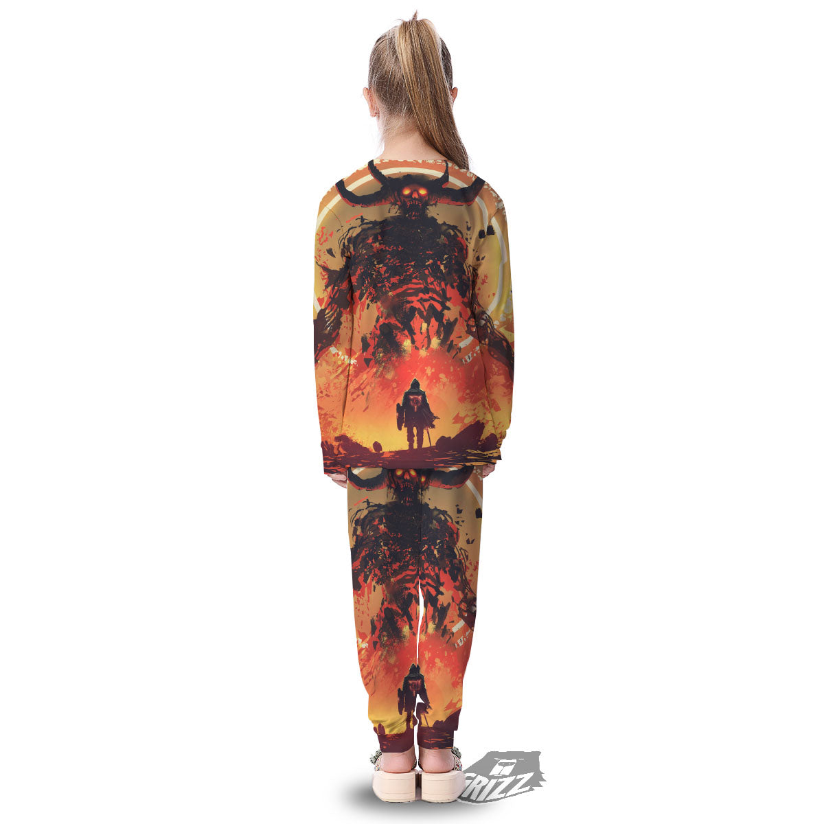 Fight With Demon Print Kid's Pajamas-grizzshop