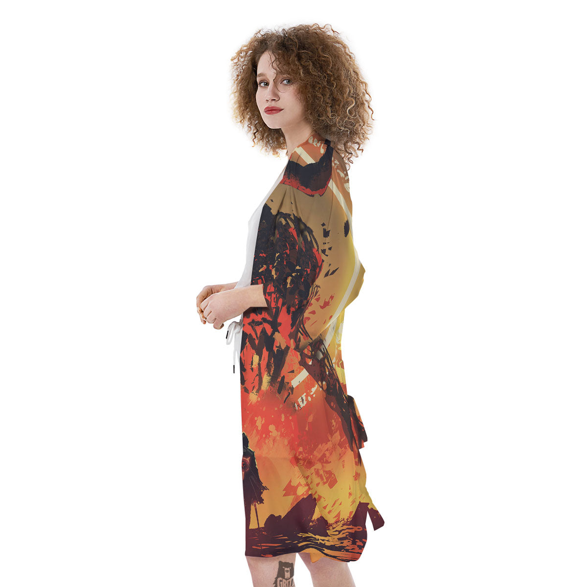 Fight With Demon Print Kimono-grizzshop
