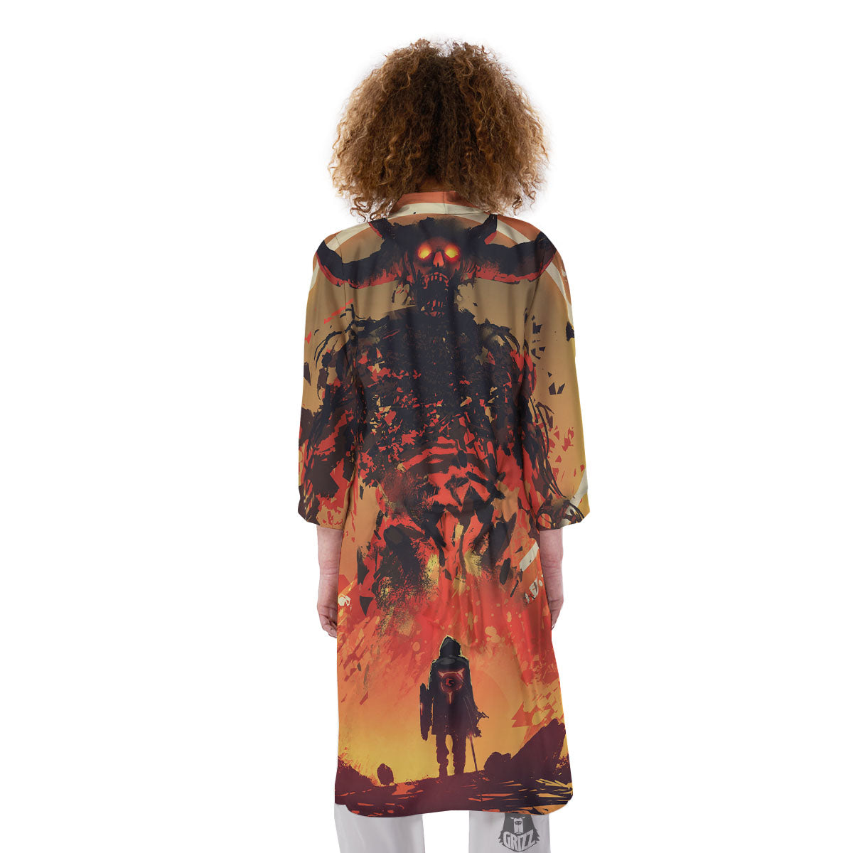 Fight With Demon Print Kimono-grizzshop