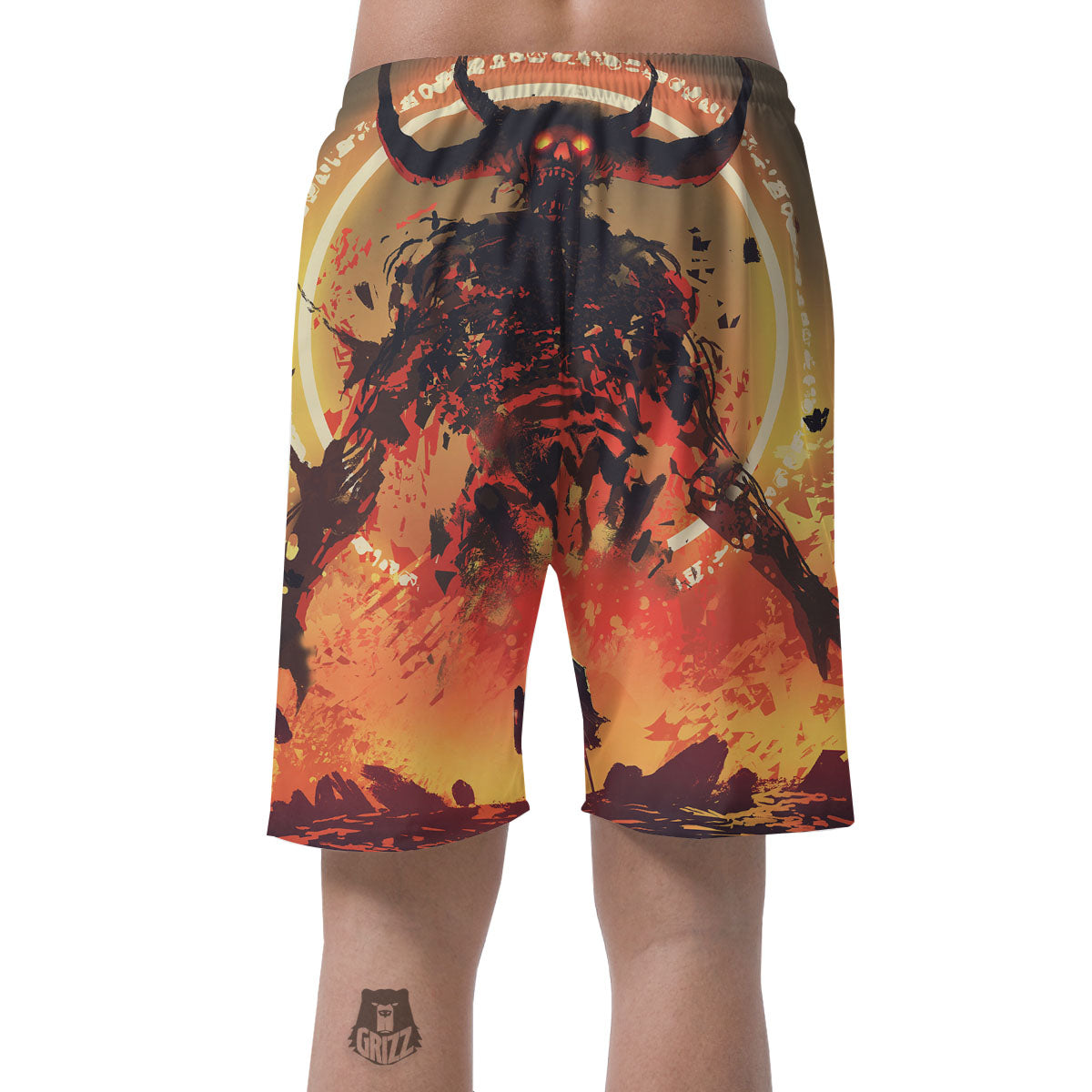 Fight With Demon Print Men's Shorts-grizzshop
