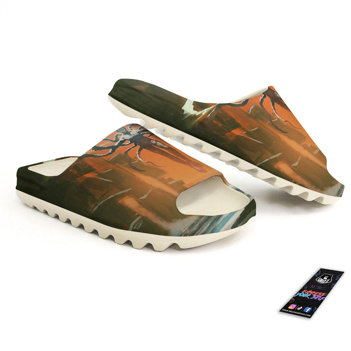 Fight With Alien Print Sandals-grizzshop
