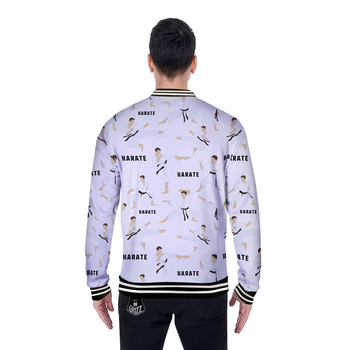 Fighter Karate Print Pattern Baseball Jacket-grizzshop
