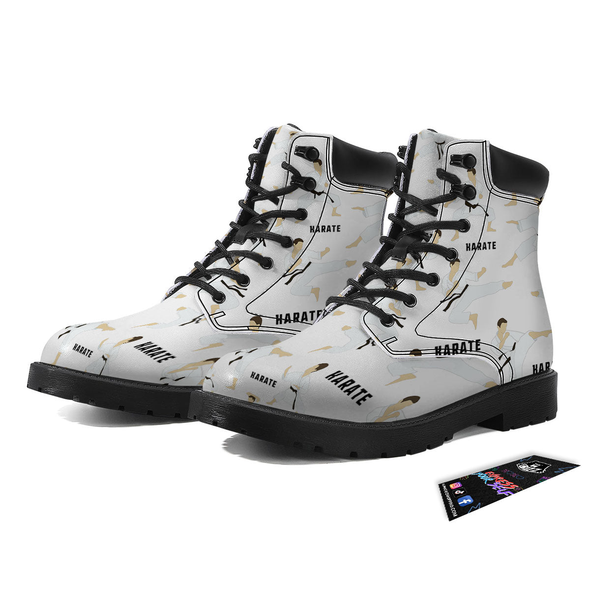 Fighter Karate Print Pattern Boots-grizzshop