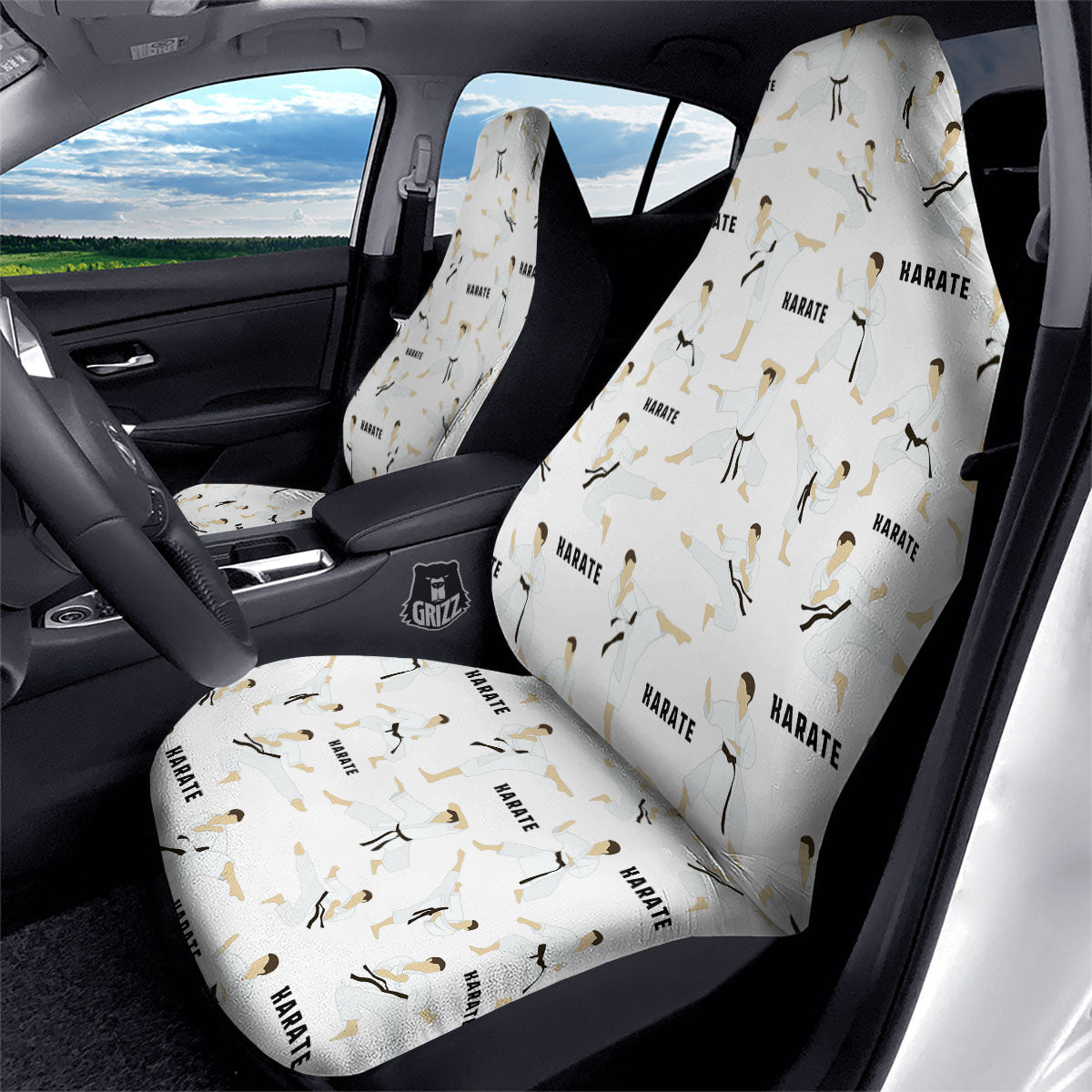 Fighter Karate Print Pattern Car Seat Covers-grizzshop