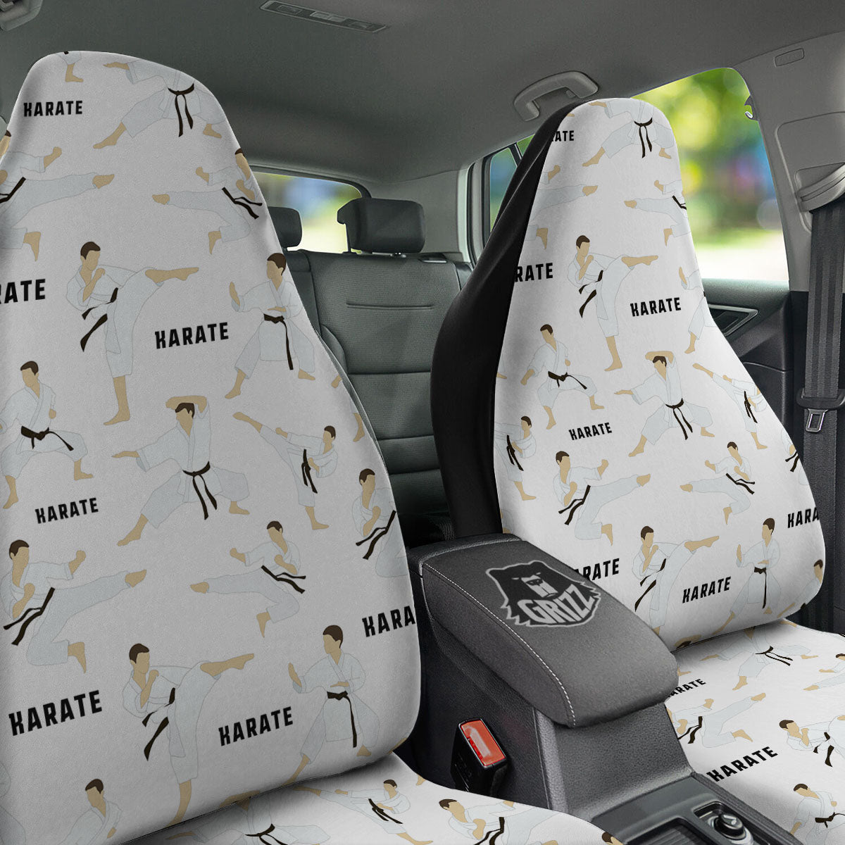 Fighter Karate Print Pattern Car Seat Covers-grizzshop