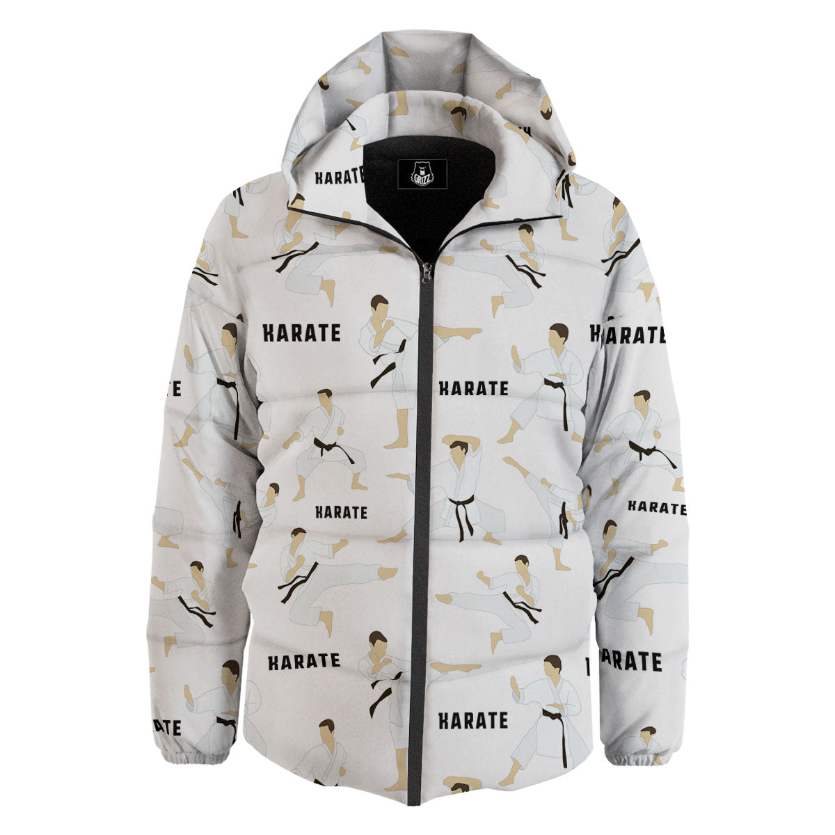 Fighter Karate Print Pattern Down Jacket-grizzshop