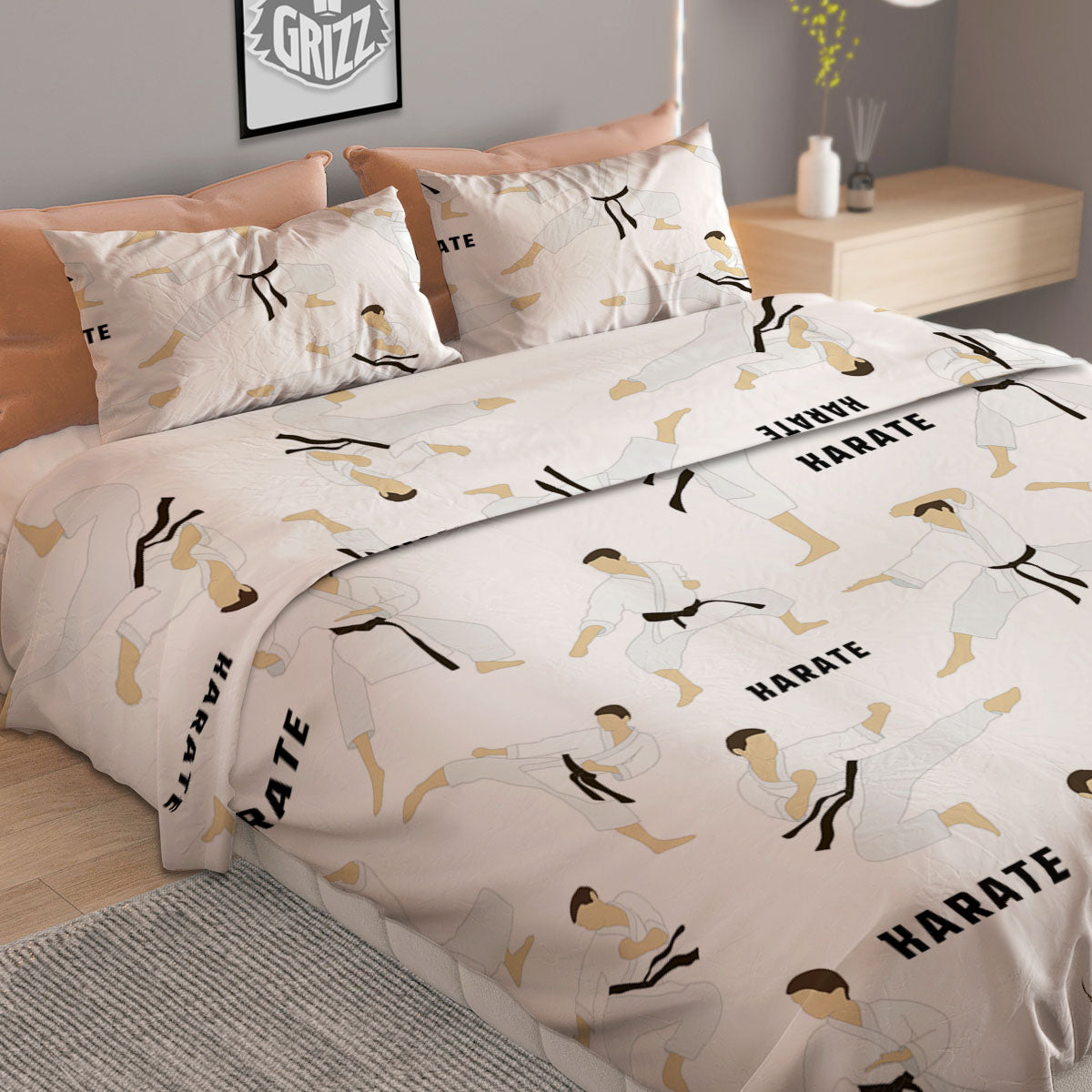 Fighter Karate Print Pattern Duvet Cover Bedding Set