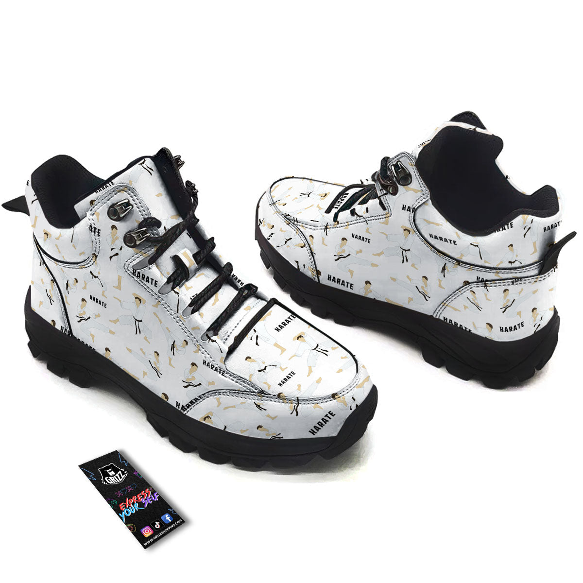 Fighter Karate Print Pattern Hiking Shoes-grizzshop