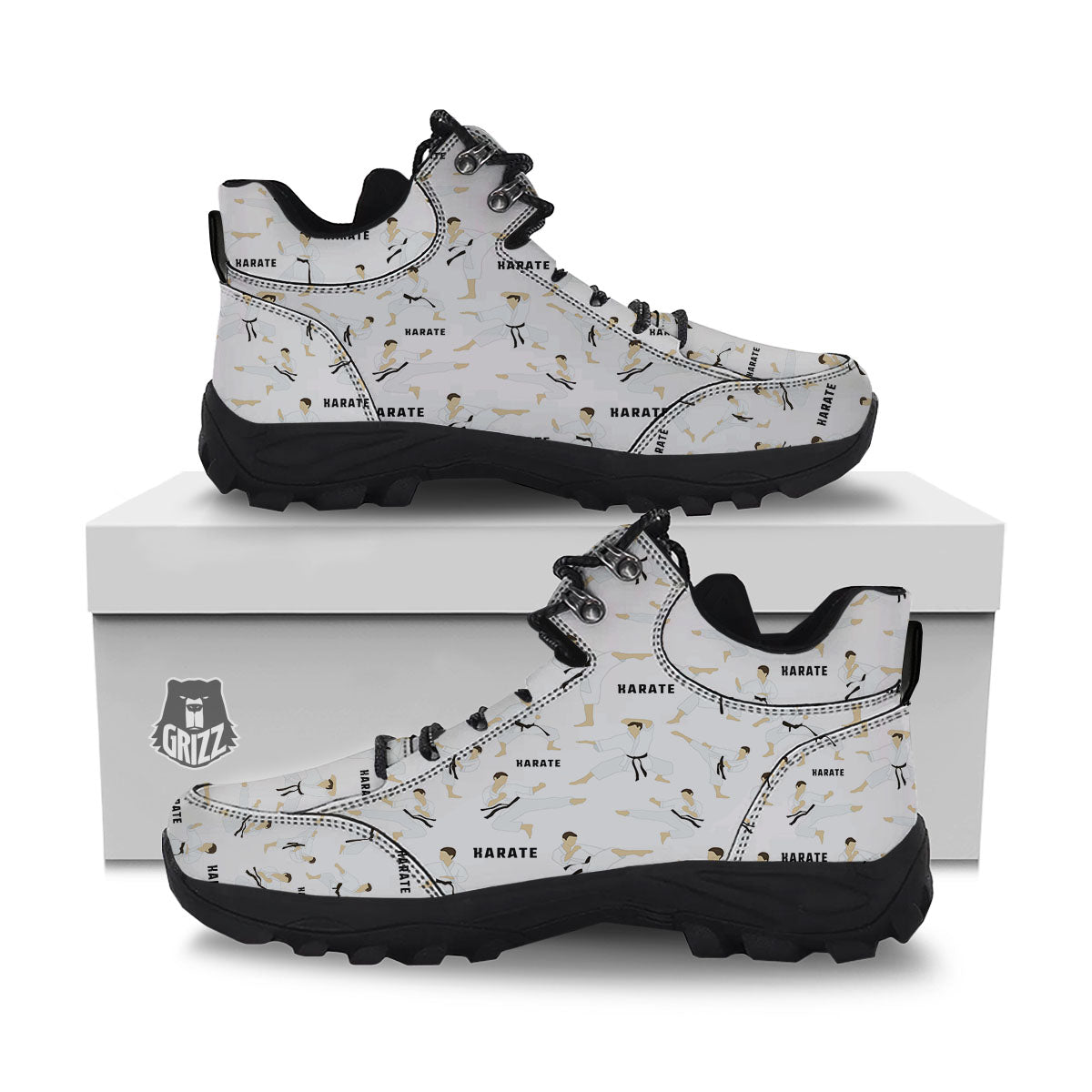 Fighter Karate Print Pattern Hiking Shoes-grizzshop