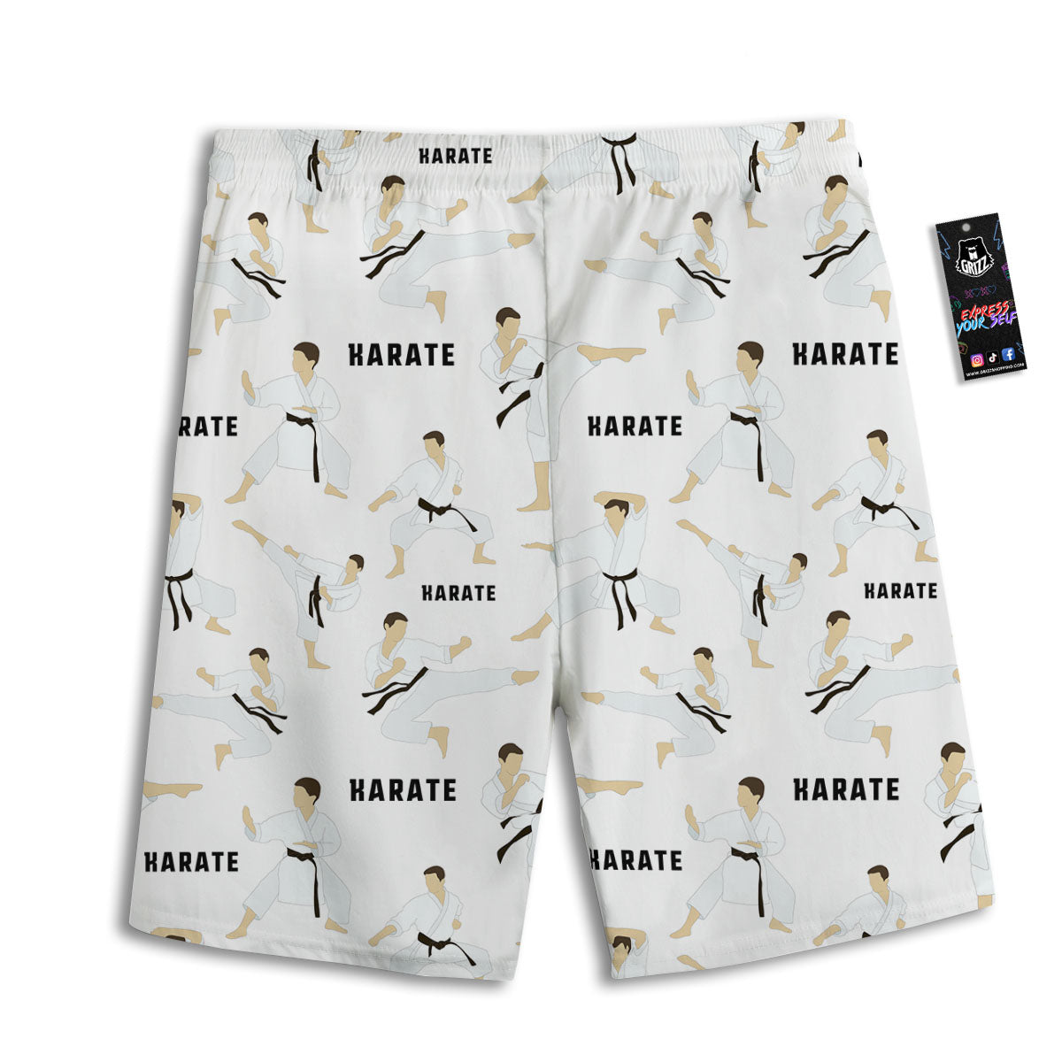 Fighter Karate Print Pattern Men's Athletic Shorts