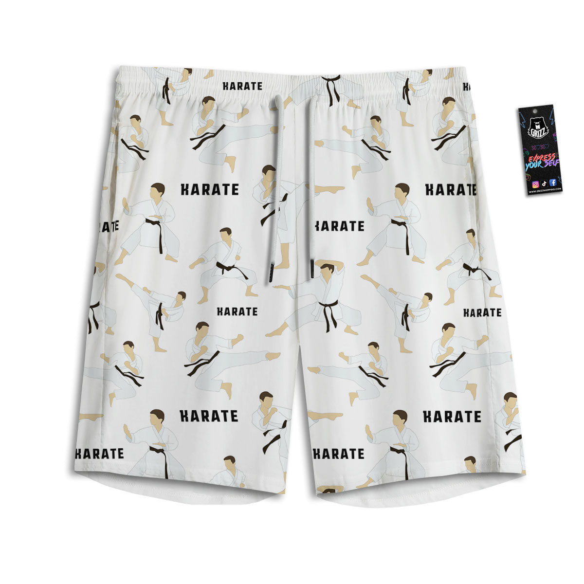 Fighter Karate Print Pattern Men's Athletic Shorts