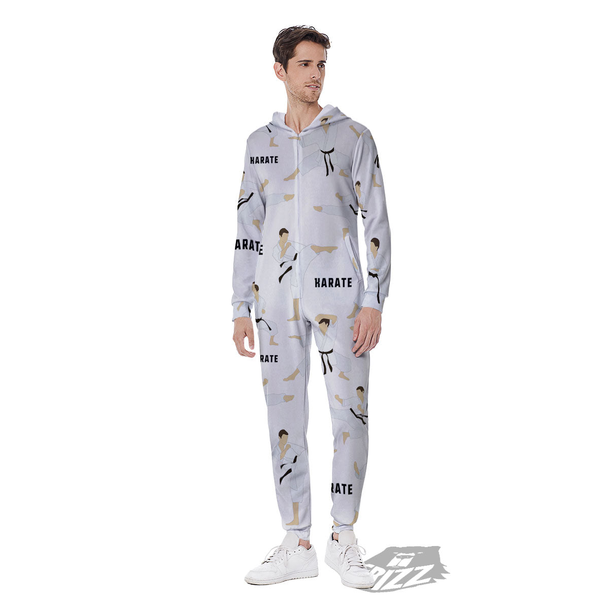 Fighter Karate Print Pattern Men's Jumpsuit-grizzshop