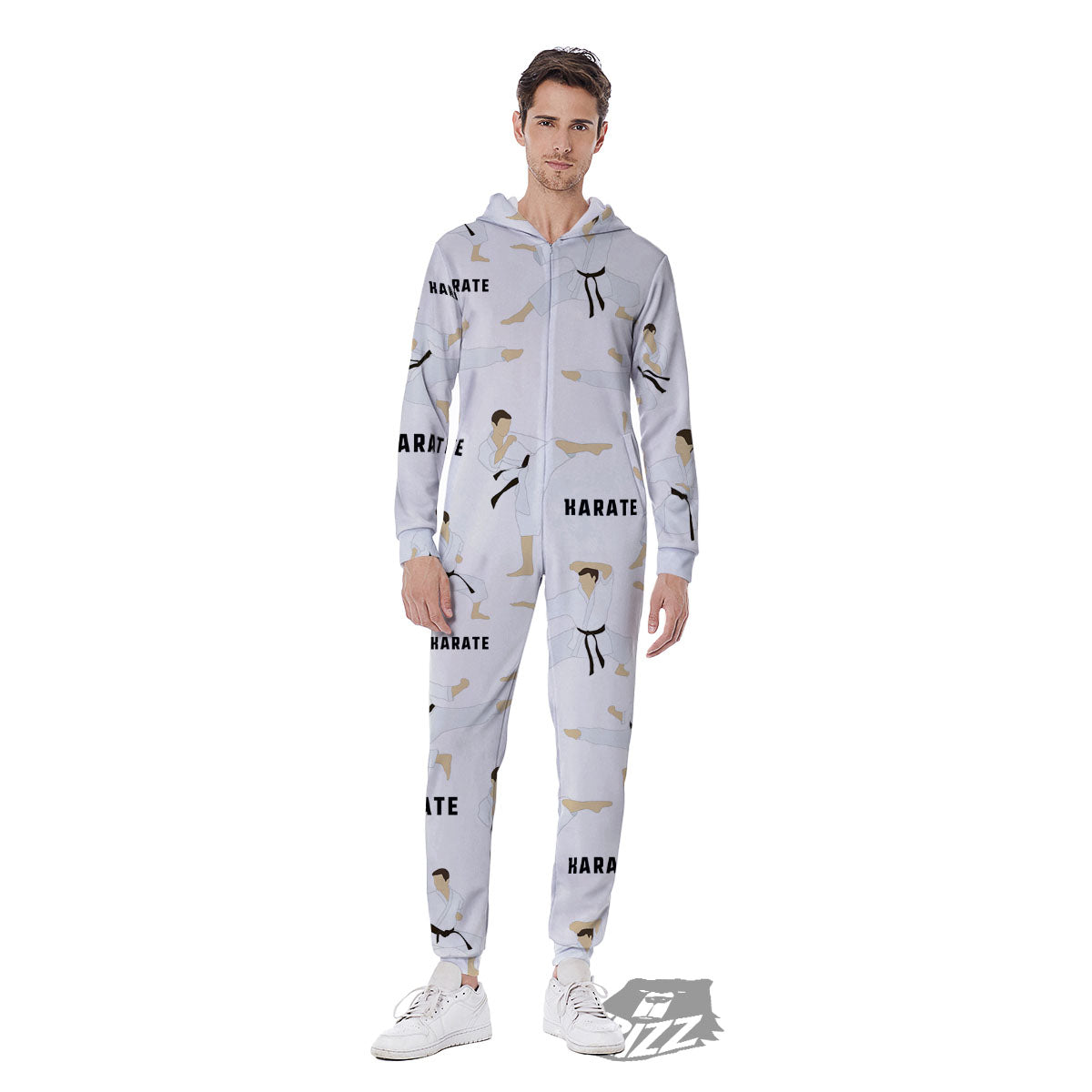 Fighter Karate Print Pattern Men's Jumpsuit-grizzshop