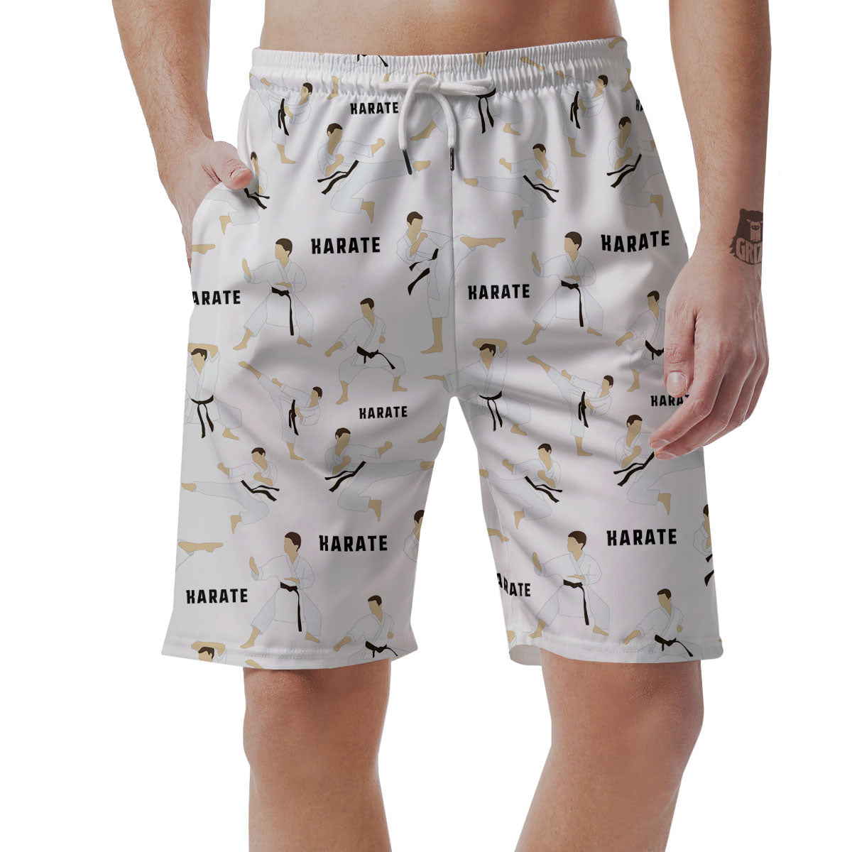 Fighter Karate Print Pattern Men's Shorts-grizzshop