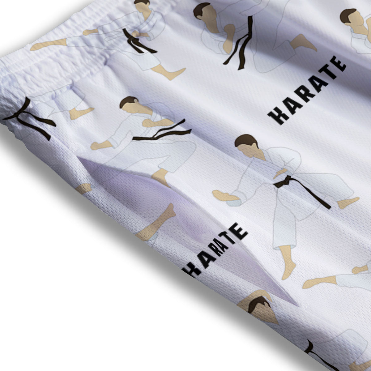 Fighter Karate Print Pattern Mesh Shorts