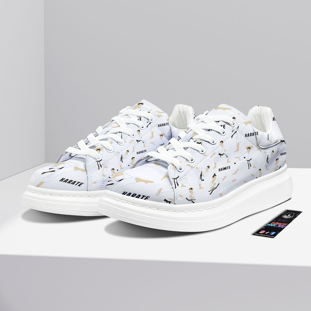 Fighter Karate Print Pattern Platform Shoes-grizzshop