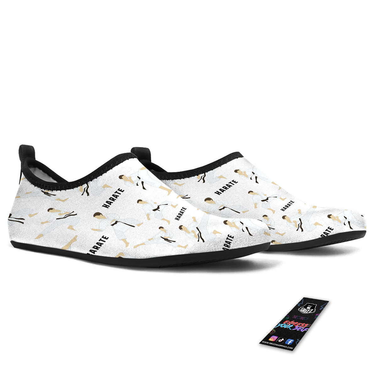Fighter Karate Print Pattern Water Shoes-grizzshop